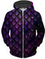 cheap Graphic Hoodies-Men&#039;s Full Zip Hoodie Jacket Zipper Print Designer Casual Streetwear Graphic Geometric Graphic Prints Print Hooded Daily Sports Long Sleeve Clothing Clothes Regular Fit Purple