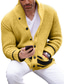 Недорогие кардиган мужской свитер-Муж. Вязаная ткань Кардиган Вязать Трикотаж Сплошной цвет V-образный вырез Стиль На каждый день на открытом воздухе Дом Одежда Зима Осень Черный Желтый S M L