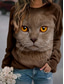 preiswerte Damen Kapuzenpullover &amp; Sweatshirts-Damen Kapuzenshirt Pullover Katze Grafik 3D Bedruckt Täglich 3D-Druck Grundlegend Alltag Kapuzenpullover Sweatshirts Grau Braun Weiß