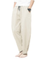 levne plátěné kalhoty-pánské harémové kalhoty zkrácené kalhoty kapsy stahovací šňůrka v pase volné květy ležérní hladké kalhoty na jógu lehké volné jednobarevné