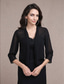 cheap Wedding Guest Wraps-Shawls Bolero Ladies Elegant Casual Daily 3/4 Length Sleeve Chiffon Wedding Guest Wraps With Pure Color For Wedding Spring &amp; Summer dress to impress 2025