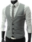 cheap Gilets-Men&#039;s Suit Vest Gilet Business / Ceremony / Wedding Formal Work Fashion Casual Daily Gentle Solid Colored Slim Cotton / Polyester Men&#039;s Suit Wine / Gray / White - V Neck / Sleeveless / Regular