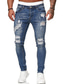 tanie Joggery-męskie zniszczone spodnie jeansowe ze stretchem używane spodnie jeansowe slim-fit dla mężczyzn spodnie typu streetwear spodnie zwężane spodnie jeansowe rozporek na zamek i guzik