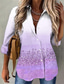 voordelige Vrouwen&#039;s Kunst &amp; Design Tops-Dames Shirt Streetwear Werk Casual Gestreept Abstract Knopen Print Lange Mouw Regular Tops Shirt Kraag Dagelijkse Weekend Roze Paars Lente Herfst