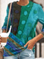 abordables T-shirts Femme-Femme T shirt Tee Jaune Rouge Bleu Graphic Géométrique Imprimer manche longue du quotidien Rétro Vintage Design basique Col Rond Standard