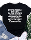 Χαμηλού Κόστους Γυναικεία T-Shirts-Γυναικεία Μπλουζάκι Υψηλής Ποιότητας Καυτή σφράγιση Σχέδιο Γράμμα Κοντομάνικο Στρογγυλή Λαιμόκοψη Καθημερινά Στάμπα Ρούχα Ρούχα Υψηλής Ποιότητας Βασικό Λευκό Μαύρο