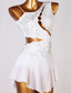 baratos Vestidos de Patinação Artística-Vestidos para Patinação Artística Mulheres Para Meninas Patinação no Gelo Vestidos Roupa Branco Azul Marinho Escuro Vermelho Flor Sem costas Com Transparência Elastano Elasticidade Alta Profissional