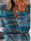 abordables Sudaderas de mujer-Mujer Sudadera con cremallera Geométrico Cremallera Retazos Estampado Casual Diario Ropa de calle Impresión 3D Casual Sudaderas con capucha Sudaderas Azul Piscina