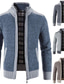 cheap Men&#039;s Cardigan Sweater-Men&#039;s Cardigan Zip Sweater Sweater Jacket Knit Knitted Color Block Shirt Collar Stylish Casual Outdoor Sport Clothing Apparel Winter Fall Blue Light gray S M L / Long Sleeve