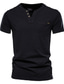 cheap Men&#039;s Casual T-shirts-Men&#039;s T shirt Tee Henley Shirt V Neck Essential Short Sleeve Light Blue Navy Denim Blue Green White Black V Neck Clothing Clothes Cotton Essential