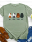 baratos T-Shirts de mulher-Mulheres Camiseta Designer Impressão A Quente Gato Gráfico Estampas Abstratas Detalhes Letra Manga Curta Decote Redondo Diário Imprimir Roupas Designer Básico Verde Branco Preto
