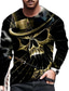 cheap Men&#039;s 3D T-shirts-Men&#039;s T shirt Tee Designer 1950s Long Sleeve Graphic Prints Skull Print Crew Neck Daily Holiday Print Clothing Clothes Designer 1950s Casual Black