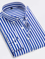 billiga Formella skjortor-herrskjorta randig button down krage dagligt arbete lapptäcke långärmade toppar business basic formell casual svart/vit blå vit