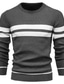 billige genser for menn-Herre Genser Strikke Strikket Stripet Crew-hals Stilfull utendørs Hjem Klær Høst Vinter Svart Blå S M L