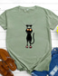 ieftine Tricouri Damă-Pentru femei Tricou Designer Ștampilare la cald Pisica Design Animal Manșon scurt Rotund Zilnic Imprimeu Îmbrăcăminte Îmbrăcăminte Designer De Bază Trifoi Alb Negru