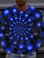 abordables Tee shirts 3D pour homme-Homme Tee T shirt Tee Design Manches Longues Graphic Cercle 3D effet Col Rond Casual du quotidien Impression 3D Vêtements Design Casual Mode Bleu Jaune Rouge