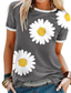 billige T-skjorter til kvinner-Dame T skjorte Blomstret Blomsternål i krystall Solsikke Rund hals Topper Løstsittende Blå Grå Grønn / 3D-utskrift