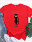 お買い得  レディースＴシャツ-女性用 Tシャツ デザイナー 熱間鍛造 猫 デザイン 動物 半袖 ラウンドネック 日常 プリント 服装 デザイナー ベーシック グリーン ホワイト ブラック