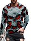 cheap Men&#039;s 3D T-shirts-Men&#039;s T shirt Tee Designer 1950s Casual Long Sleeve Gray Graphic Prints Skull Print Crew Neck Daily Holiday Print Clothing Clothes Designer 1950s Casual
