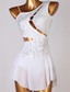 baratos Vestidos de Patinação Artística-Vestidos para Patinação Artística Mulheres Para Meninas Patinação no Gelo Vestidos Roupa Branco Azul Marinho Escuro Vermelho Flor Sem costas Com Transparência Elastano Elasticidade Alta Profissional