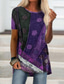 お買い得  レディースＴシャツ-女性用 Tシャツドレス チュニック Tシャツ デザイナー 3Dプリント グラフィック カラーブロック 幾何学模様 デザイン 半袖 ラウンドネック カジュアル プリント 服装 デザイナー ベーシック ボヘミアン ブルー グレー パープル
