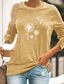 Χαμηλού Κόστους Γυναικεία T-Shirts-Γυναικεία Μπλουζάκι Υψηλής Ποιότητας Καυτή σφράγιση Γραφική Πεταλούδα Πικραλίδα Σχέδιο Μακρυμάνικο Στρογγυλή Λαιμόκοψη Καθημερινά Στάμπα Ρούχα Ρούχα Υψηλής Ποιότητας Βασικό Μαύρο Θαλασσί Κίτρινο