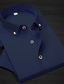 cheap Shirts-Men&#039;s Classic Shirt Slim Fit Long Sleeve Square Neck Solid Color Cotton Black White Rosy Pink 2023 / Office