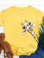 baratos T-Shirts de mulher-Mulheres Camiseta Designer Impressão A Quente Girafa Detalhes Animal Manga Curta Decote Redondo Diário Feriado Imprimir Roupas Designer Básico Verde Branco Preto