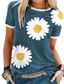 baratos T-Shirts de mulher-Mulheres Camiseta Floral Flor Spot de Luz Multi-Colorida Decote Redondo Blusas Solto Azul Cinzento Verde / Impressão 3D