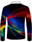 tanie koszulka polo z długim rękawem-Męskie Koszulka polo Koszula golfowa Suwak Moda Codzienny Oddychający Długi rękaw Niebieski Podłużna Druk 3D Kołnierz Suwak Na zewnątrz Ulica Zamek Druk 3D Odzież Odzież Moda Codzienny Oddychający