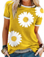 ieftine Tricouri Damă-Pentru femei Tricou Floral Floare Floarea Soarelui Rotund Topuri Larg Albastru piscină Gri Trifoi / Tipărire 3D