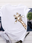 levne Dámská trička-Dámské Tričko Designové Horká ražba Žirafa Design Zvíře Krátký rukáv Kulatý Denní Dovolená Tisk Oblečení Oblečení Designové Základní Trávová zelená Bílá Černá