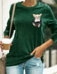 cheap Women&#039;s T-shirts-Women&#039;s T shirt Tee Designer Hot Stamping Dog Graphic 3D Design Animal Long Sleeve Round Neck Daily Print Clothing Clothes Designer Basic Green Black Blue