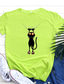 preiswerte T-Shirt-Damen T Shirt Design Heißprägen Katze Design Tier Kurzarm Rundhalsausschnitt Täglich Bedruckt Kleidung Design Basic Grün Weiß Schwarz