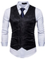 cheap Gilets-Men&#039;s Vest Waistcoat Formal Wedding Party Stage Smart Casual Polyester Geometric V Neck Regular Fit Black White Yellow Red Vest