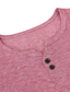 billige henley skjorter til mænd-Herre T-shirt Helfarve V-hals Afslappet Daglig Knap ned Langærmet Toppe Letvægt Afslappet Klassisk Slim Pasform Grøn Sort Blå