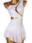 baratos Vestidos de Patinação Artística-Vestidos para Patinação Artística Mulheres Para Meninas Patinação no Gelo Vestidos Roupa Branco Azul Marinho Escuro Vermelho Flor Sem costas Com Transparência Elastano Elasticidade Alta Profissional