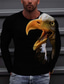 cheap Men&#039;s 3D T-shirts-Men&#039;s T shirt Tee Designer 1950s Long Sleeve Graphic Prints Eagle Print Crew Neck Daily Holiday Print Clothing Clothes Designer 1950s Casual Black