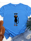 preiswerte T-Shirt-Damen T Shirt Design Heißprägen Katze Design Tier Kurzarm Rundhalsausschnitt Täglich Bedruckt Kleidung Design Basic Grün Weiß Schwarz