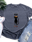 お買い得  レディースＴシャツ-女性用 Tシャツ デザイナー 熱間鍛造 猫 デザイン 動物 半袖 ラウンドネック 日常 プリント 服装 デザイナー ベーシック グリーン ホワイト ブラック