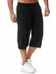 זול מכנסיים קצרים יומיומיים-מכנסי קפרי קלים לגברים מכנסי כותנה עם שרוך רופף 3/4 מכנסיים עם כיסים (ירוק, x-small)