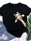 cheap Women&#039;s T-shirts-Women&#039;s T shirt Tee Designer Hot Stamping Giraffe Design Animal Short Sleeve Round Neck Daily Holiday Print Clothing Clothes Designer Basic Green White Black