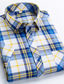 cheap Dress Shirts-Men&#039;s Dress Shirt Yellow Dark Pink Blue Short Sleeve Stripes and Plaid Turndown Spring &amp; Summer Office &amp; Career Office Party Clothing Apparel