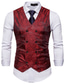 cheap Gilets-Men&#039;s Vest Waistcoat Formal Wedding Party Stage Smart Casual Polyester Geometric V Neck Regular Fit Black White Yellow Red Vest