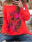 billige T-skjorter til kvinner-Dame T skjorte Hvit Gul Rød Regnbue Hodeskaller Trykt mønster Langermet Halloween Avslappet Grunnleggende Halloween Rund hals S