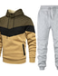 cheap Men&#039;s Tracksuits-Men&#039;s Tracksuit Sweatsuit Blue Yellow Wine Khaki Royal Blue Hooded Color Block Patchwork 2 Piece Sports &amp; Outdoor Daily Sports Basic Casual Big and Tall Fall Spring Clothing Apparel Hoodies