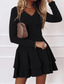 cheap Party Dresses-A-Line Cocktail Dresses Red Green Dress Wedding Guest Homecoming Short / Mini Long Sleeve V Neck Spandex with Pleats Pure Color  dress to impress 2025