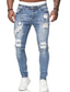 Недорогие Джоггеры-мужские разрушенные стрейч-джинсы-чулки бывшие в употреблении джинсы облегающие брюки мужские уличные брюки зауженные брюки джинсовые брюки застежка-молния и ширинка на пуговицах