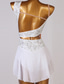 baratos Vestidos de Patinação Artística-Vestidos para Patinação Artística Mulheres Para Meninas Patinação no Gelo Vestidos Roupa Branco Azul Marinho Escuro Vermelho Flor Sem costas Com Transparência Elastano Elasticidade Alta Profissional