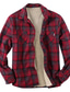 cheap Overshirts-Men&#039;s Winter Jacket Shirt Jacket Winter Coat Sherpa jacket Flannel Jacket Warm Casual Jacket Outerwear Plaid / Check Red